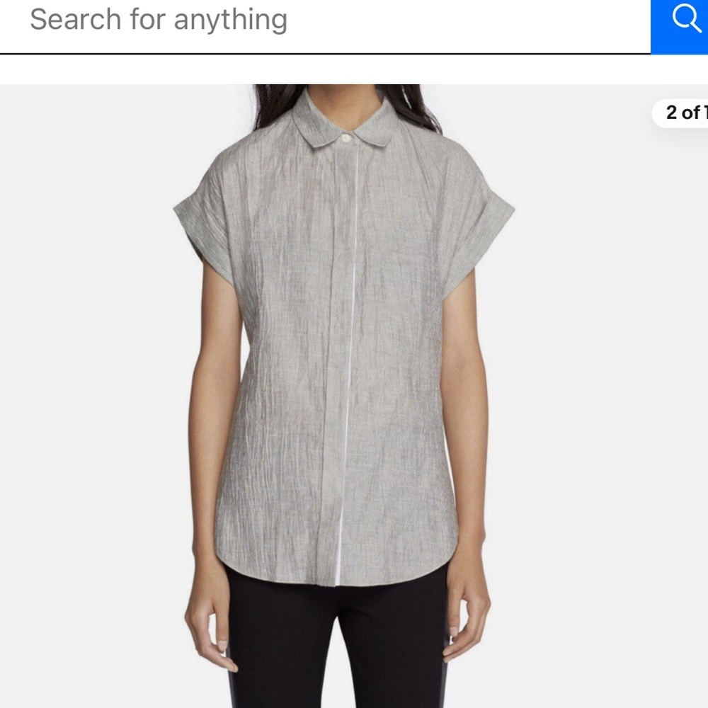 Rag & Bone Ara Tie Back Blouse Top Linen Cotton Blend White Stripe Crinkle